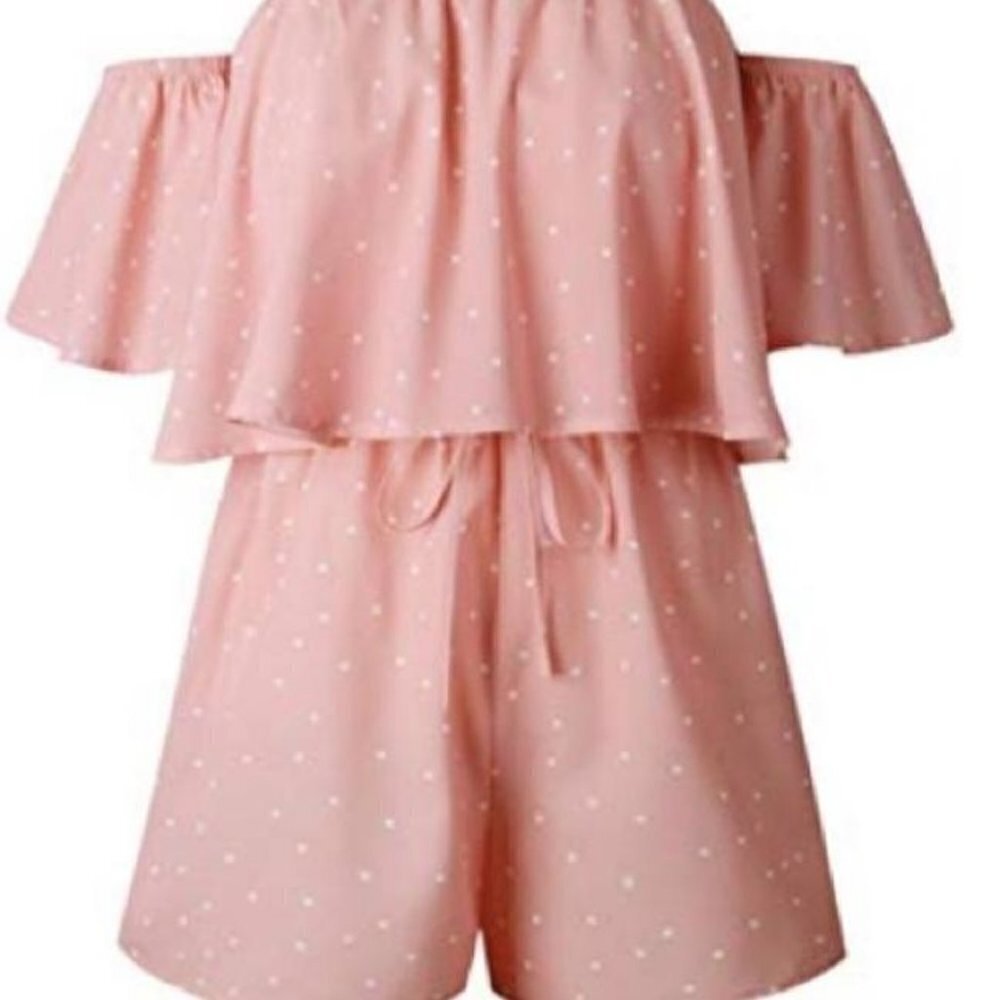 Super cute Private Label Peach Polka Dot Romper! Sz S ππβοΈπ - Picture 12 of 17